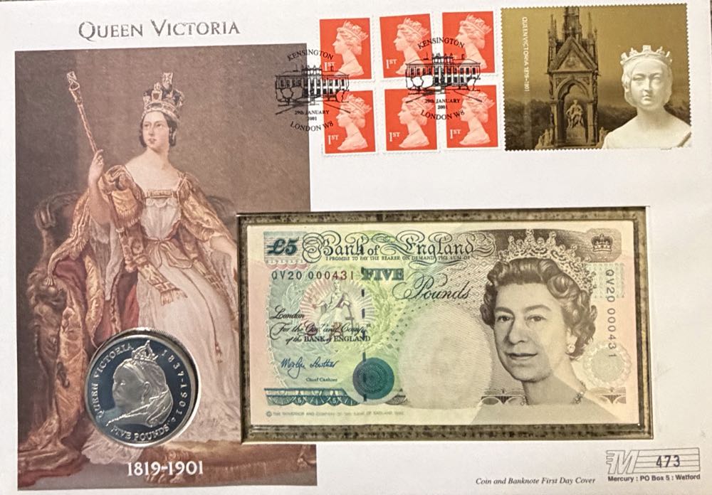2001 Victoria £5 Coin & £5 Note (2)  coin collectible - Main Image 3
