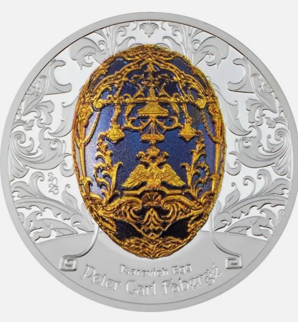 Fabergé Eggs, Tsarevich Egg, silver 2 oz coin, Mongolia, 2023  coin collectible - Main Image 2