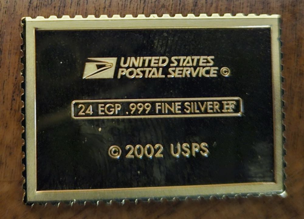 999 Silver Bar Stamp Shaped Ingot USPS 2002 Western Cattle In Storm  coin collectible - Main Image 2