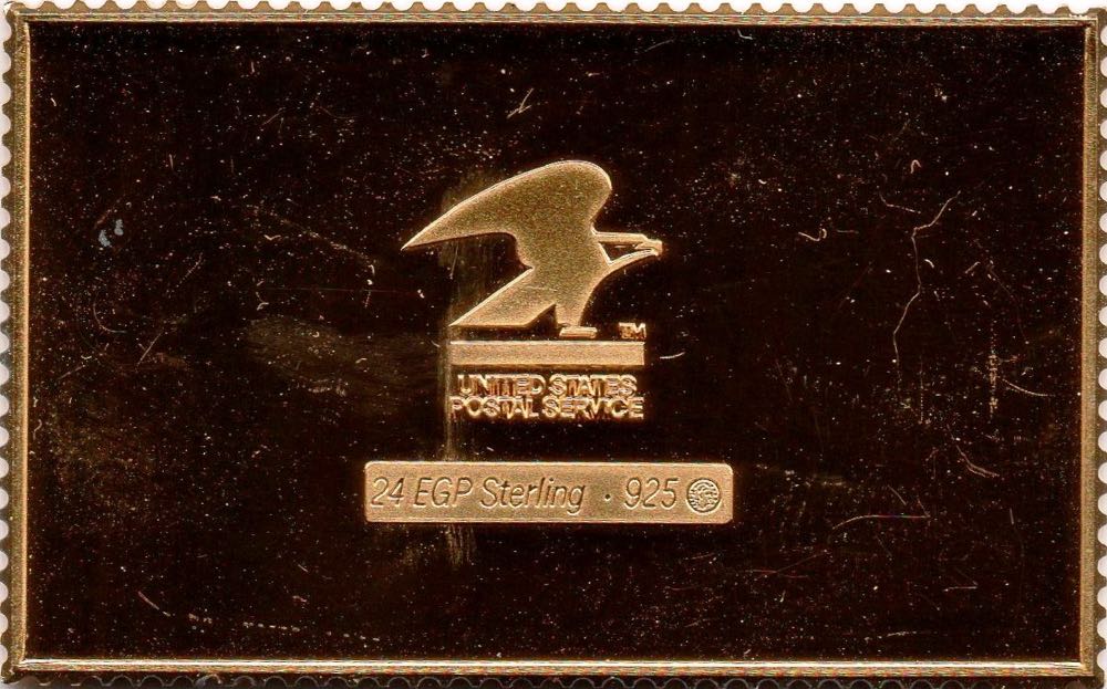 USPS First Man On The Moon Gold Plated 925 Silver  coin collectible - Main Image 2