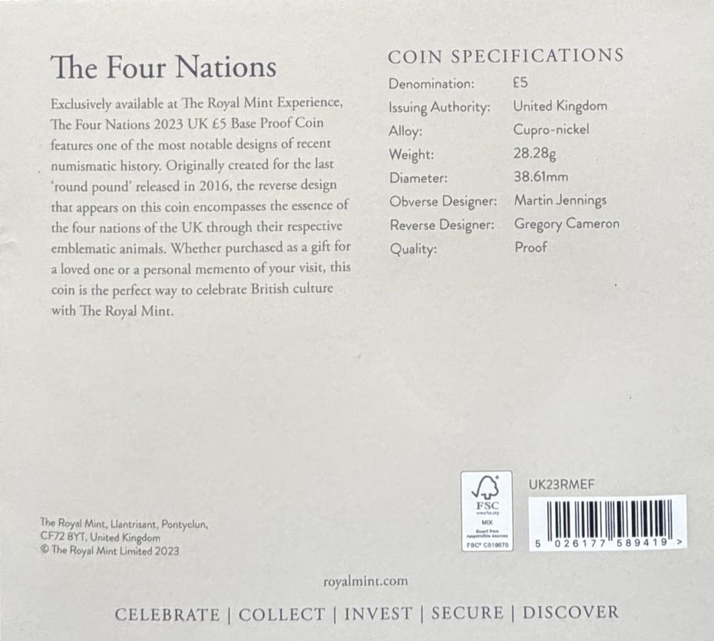 2023 The Four Nations £5  coin collectible - Main Image 4