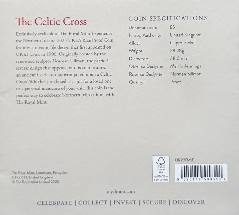 2023 The Celtic Cross £5  coin collectible - Main Image 4