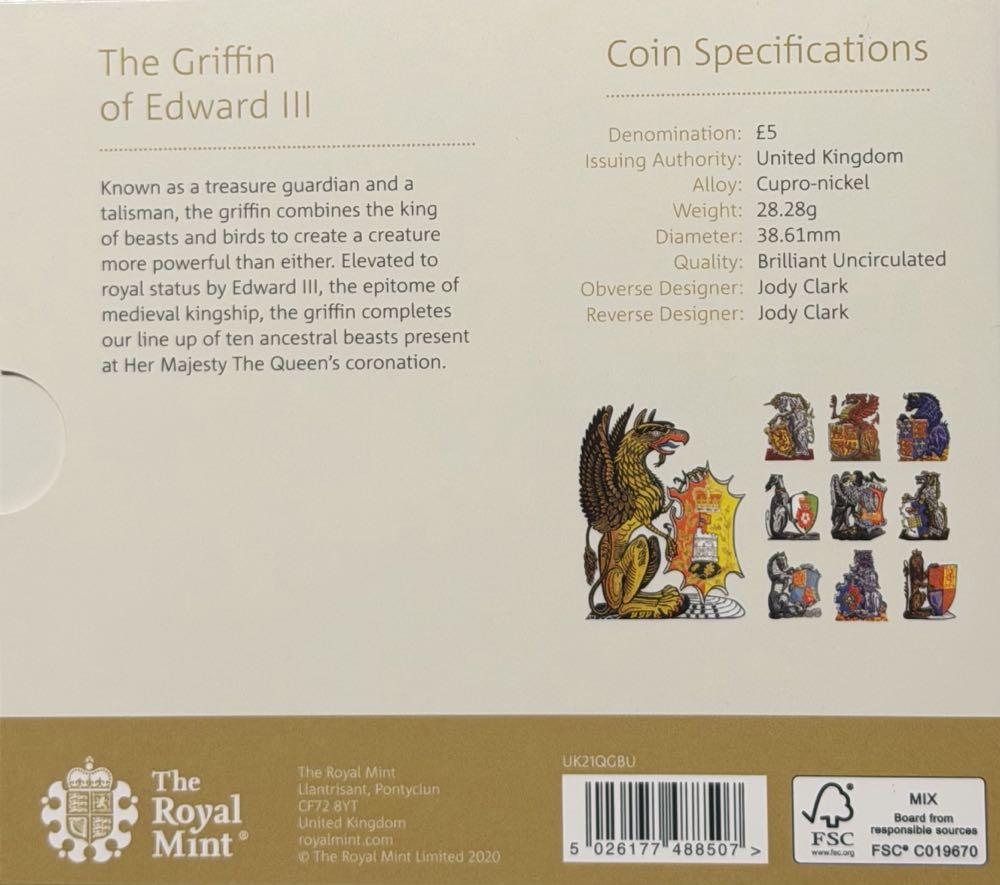 2021 The Griffin Of Edward III £5  coin collectible - Main Image 4