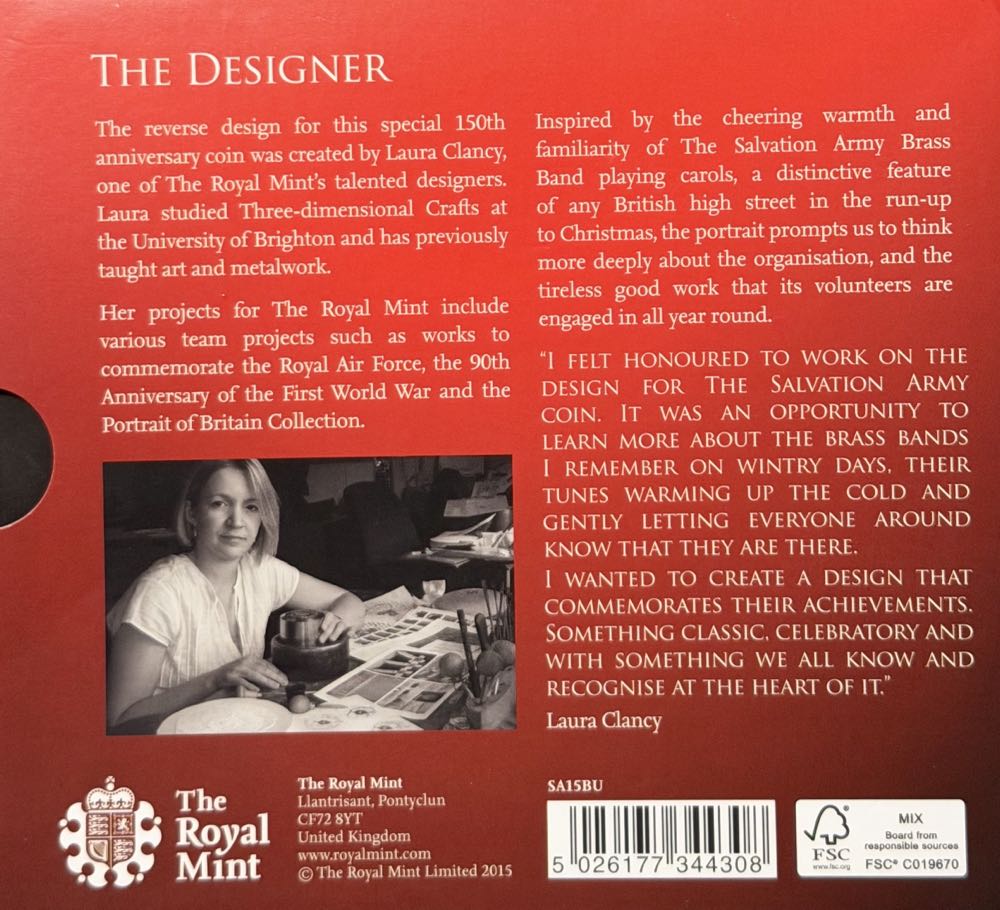 2015 The Salvation Army £5  coin collectible - Main Image 4