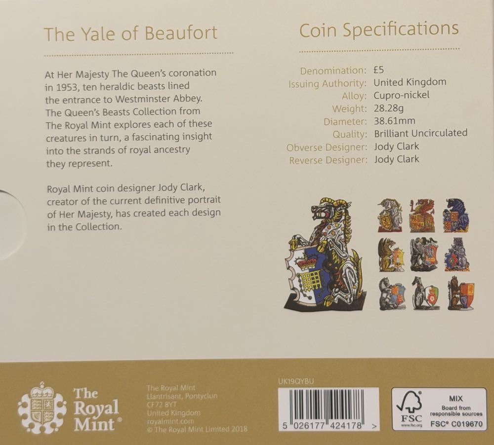 2019 The Yale Of Beaufort £5  coin collectible - Main Image 4