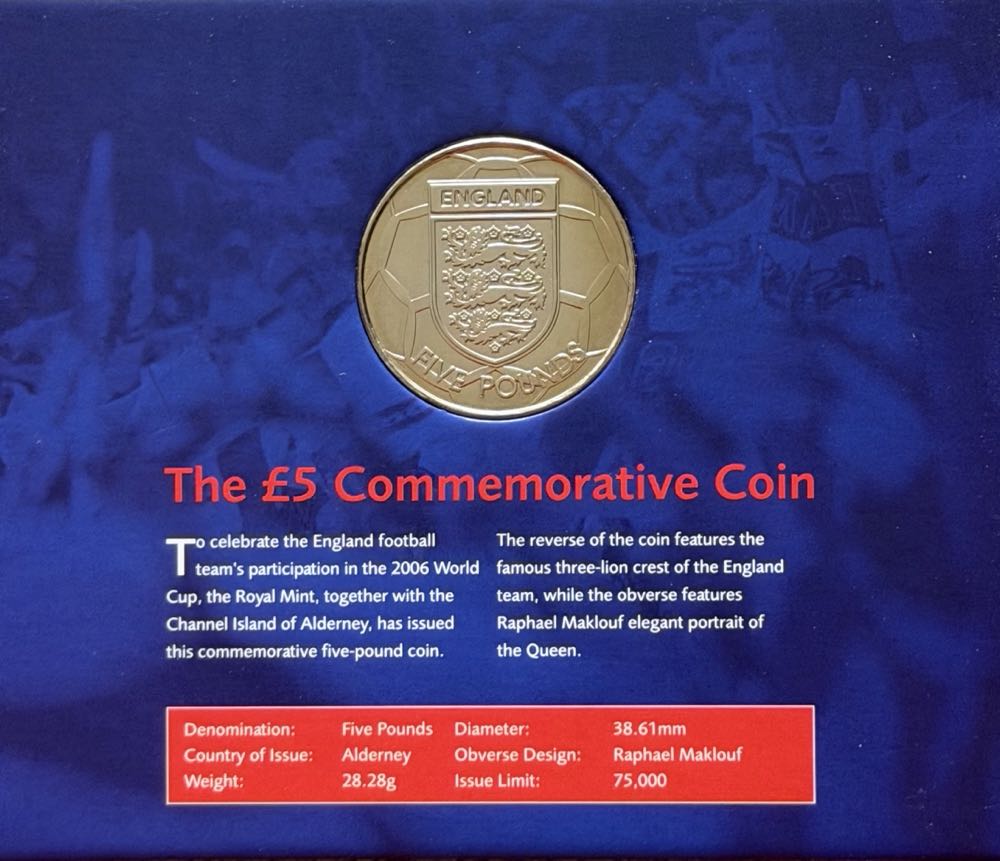 2004 England Football Commemorative £5  coin collectible - Main Image 3
