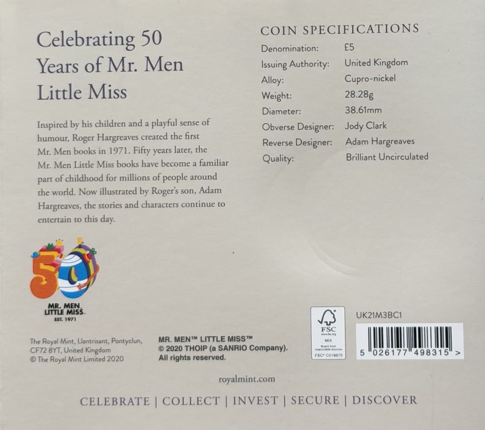 2021 Little Miss Colour £5  coin collectible - Main Image 4