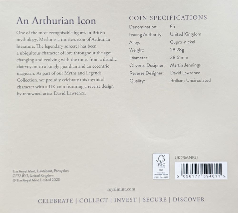 2023 Merlin £5   coin collectible - Main Image 4