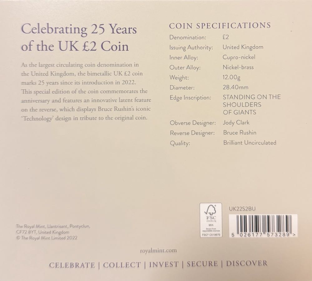 2022 Celebrating 25 Years Of The £2  coin collectible - Main Image 4