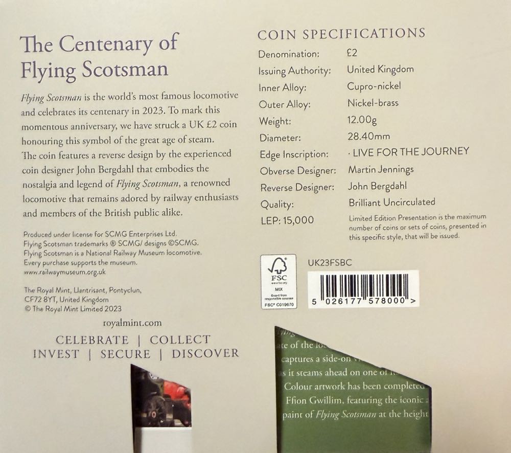 2023 Flying Scotsman Colour £2  coin collectible - Main Image 4