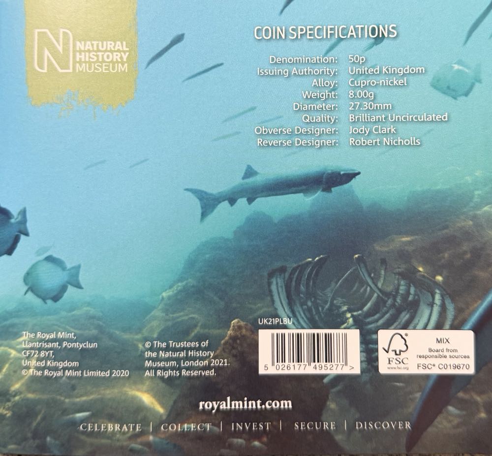 2021 Plesiosaurus 50p (2)  coin collectible - Main Image 4