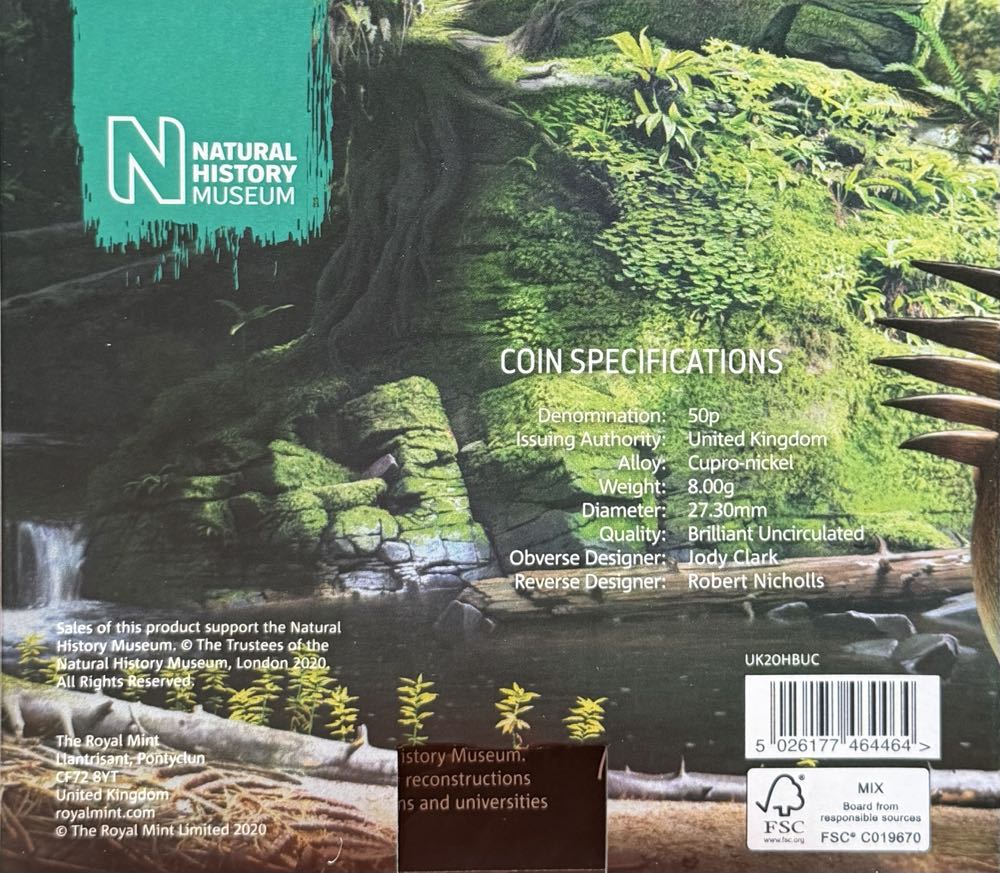 2020 Hylaeosaurus Colour 50p  coin collectible - Main Image 4