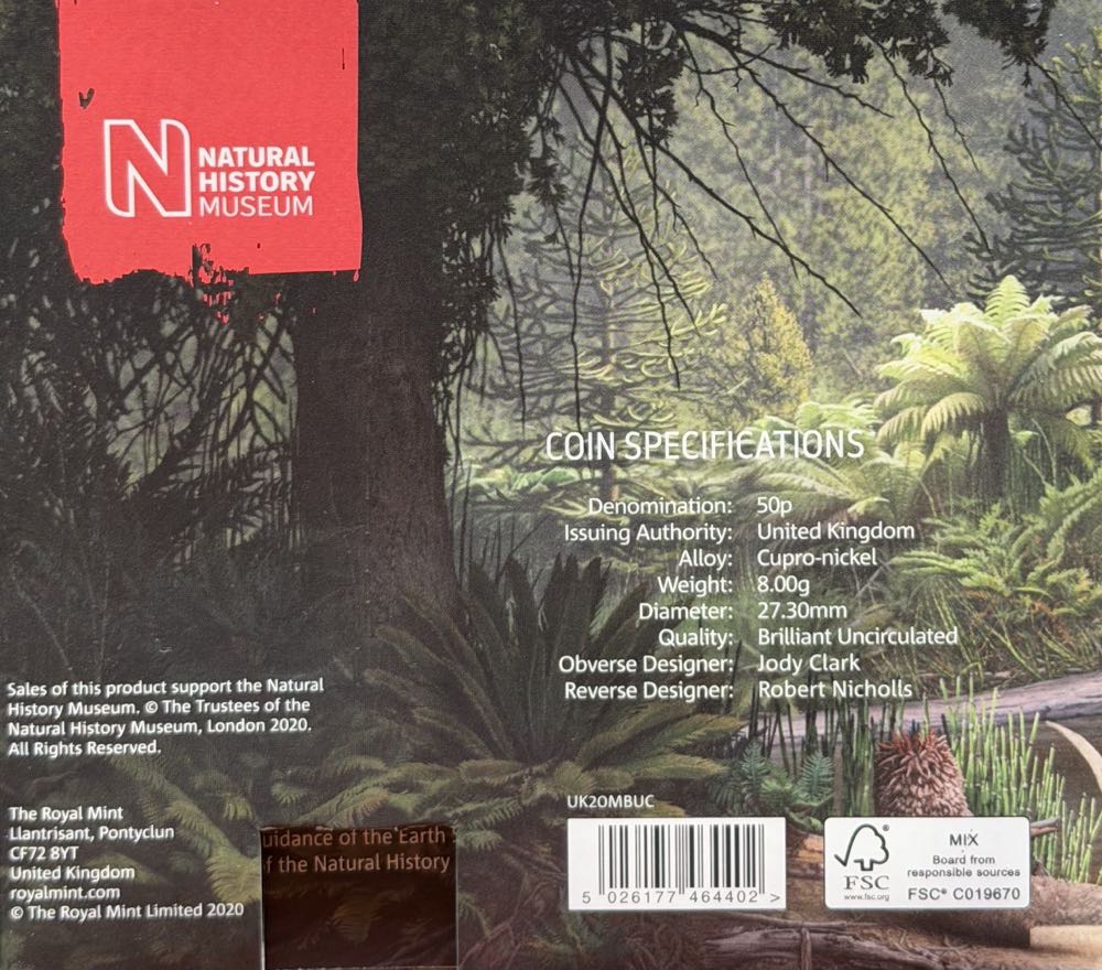 2020 Megalosaurus Colour 50p  coin collectible - Main Image 4