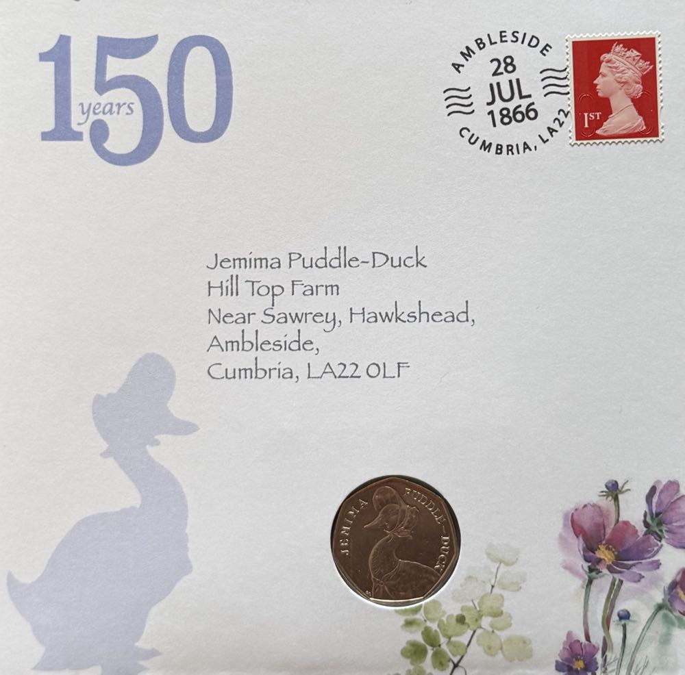 2016 Jemima Puddle-Duck FDC 50p  coin collectible - Main Image 3