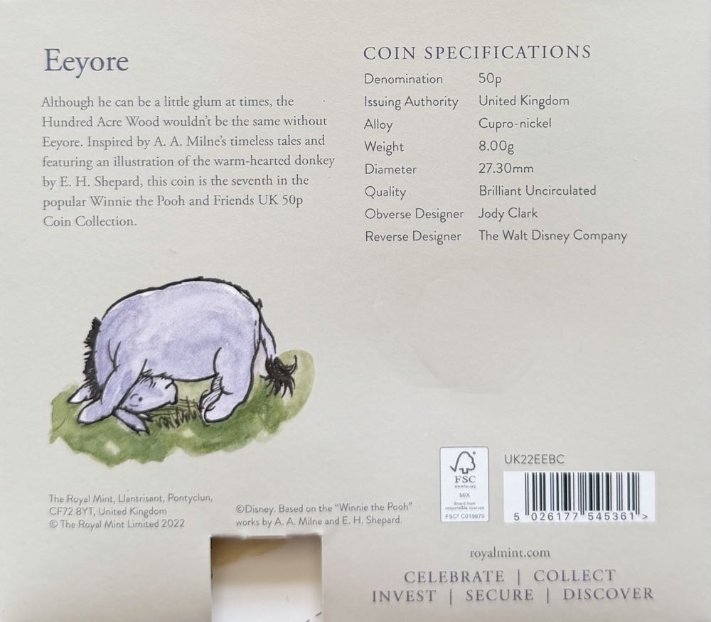 2022 Eeyore Colour 50p  coin collectible - Main Image 4