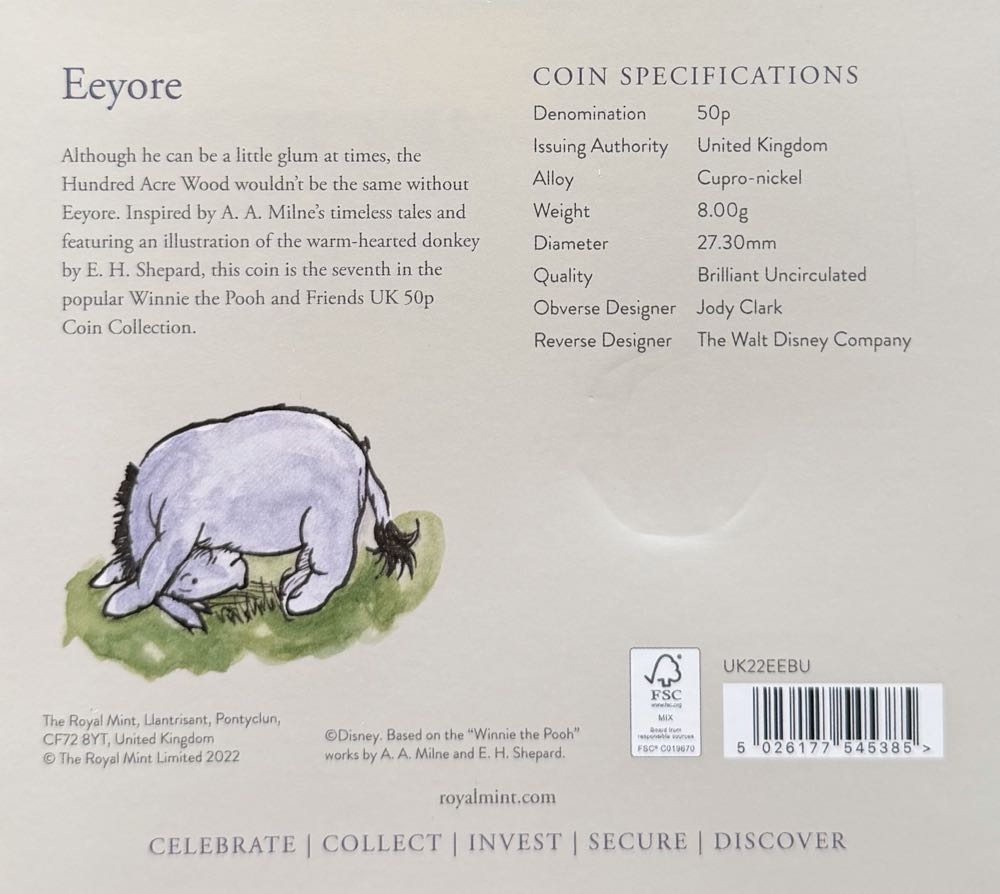 2022 Eeyore 50p  coin collectible - Main Image 4