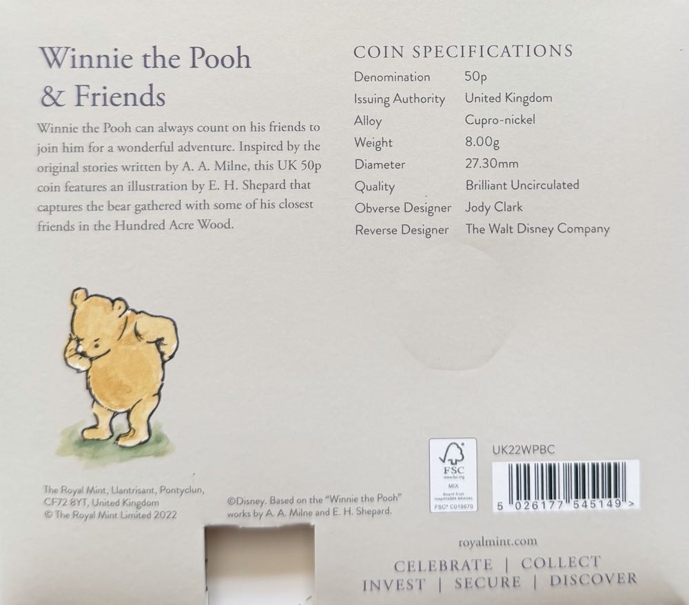 2022 Winnie The Pooh & Friends Colour 50p  coin collectible - Main Image 4