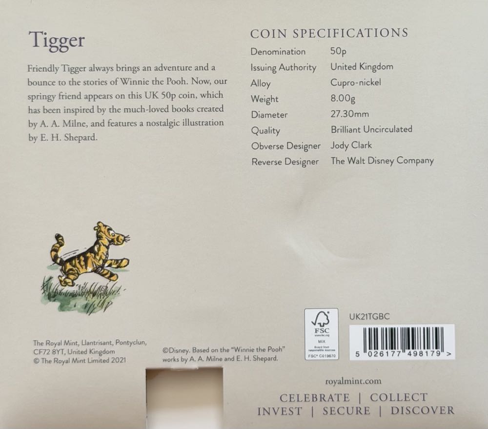 2021 Tigger Colour 50p  coin collectible - Main Image 4