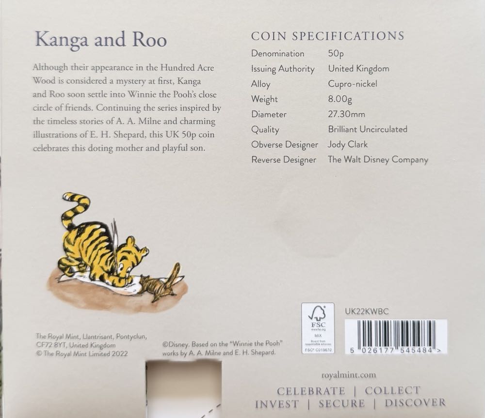 2022 Kanga & Roo Colour 50p  coin collectible - Main Image 4