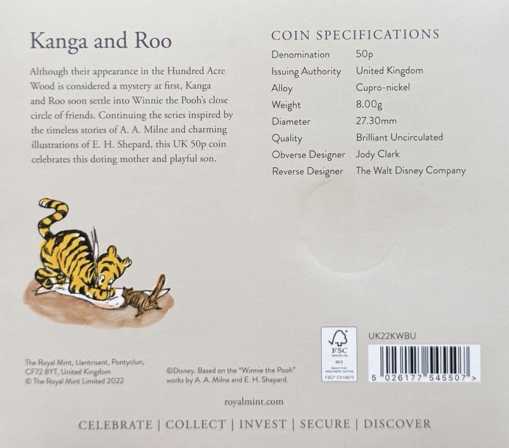 2022 Kanga & Roo 50p  coin collectible - Main Image 4