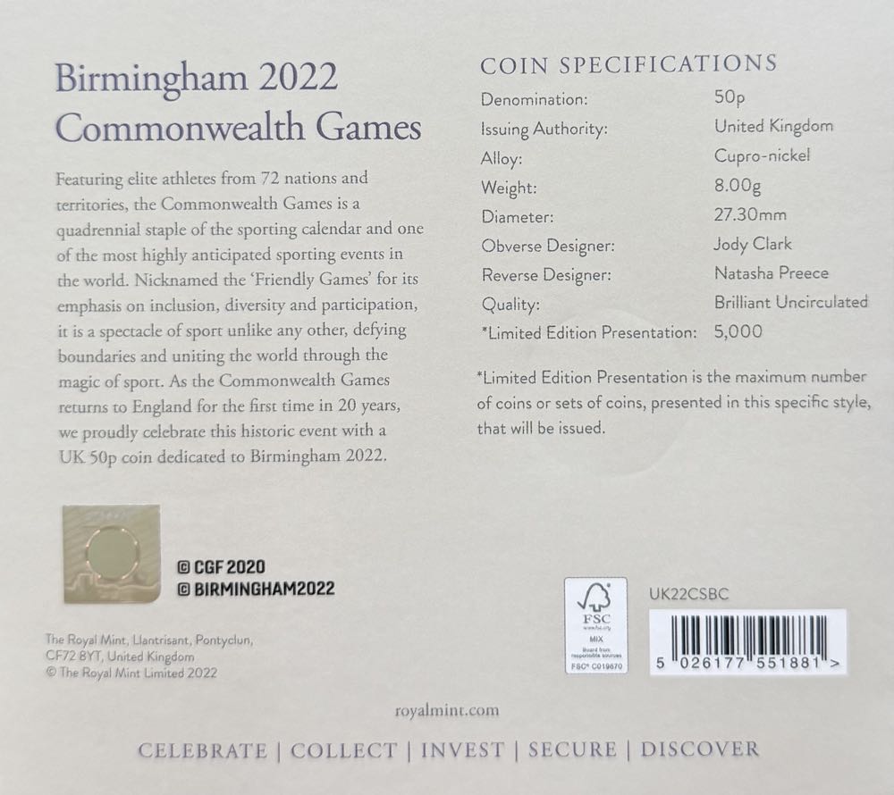 2022 Birmingham - Team Scotland 50p  coin collectible - Main Image 4