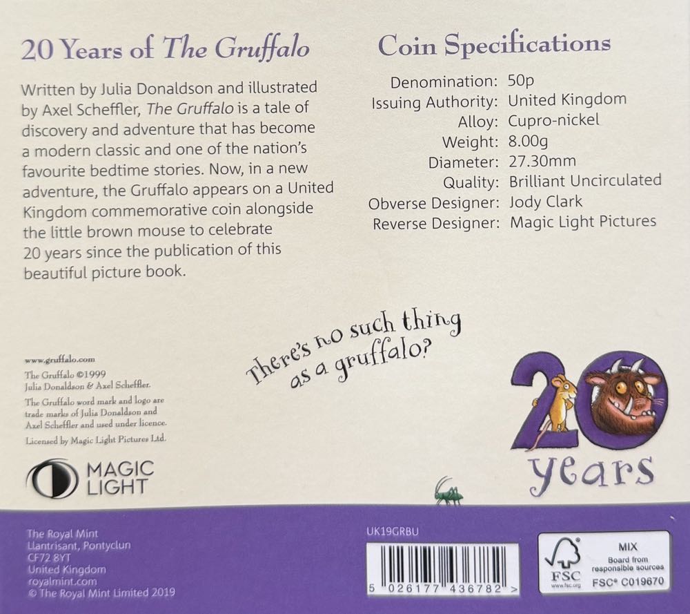 2019 The Gruffalo & The Mouse 50p (2)  coin collectible - Main Image 4