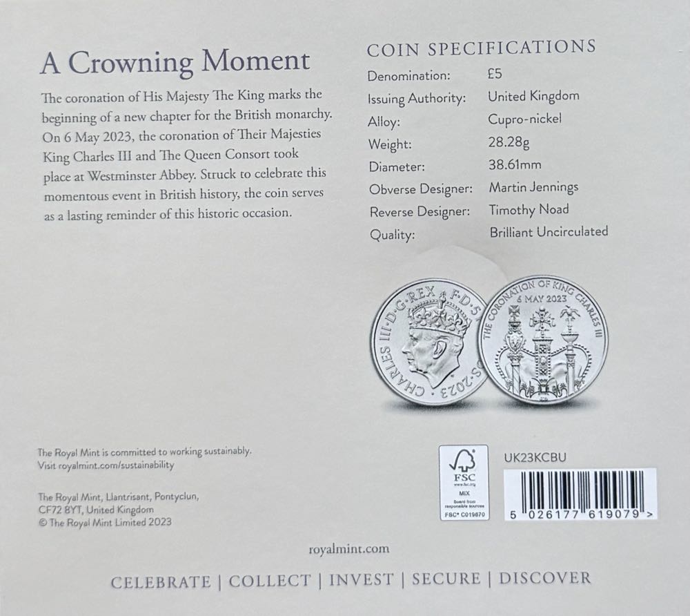 2023 Charles III Coronation £5  coin collectible - Main Image 4