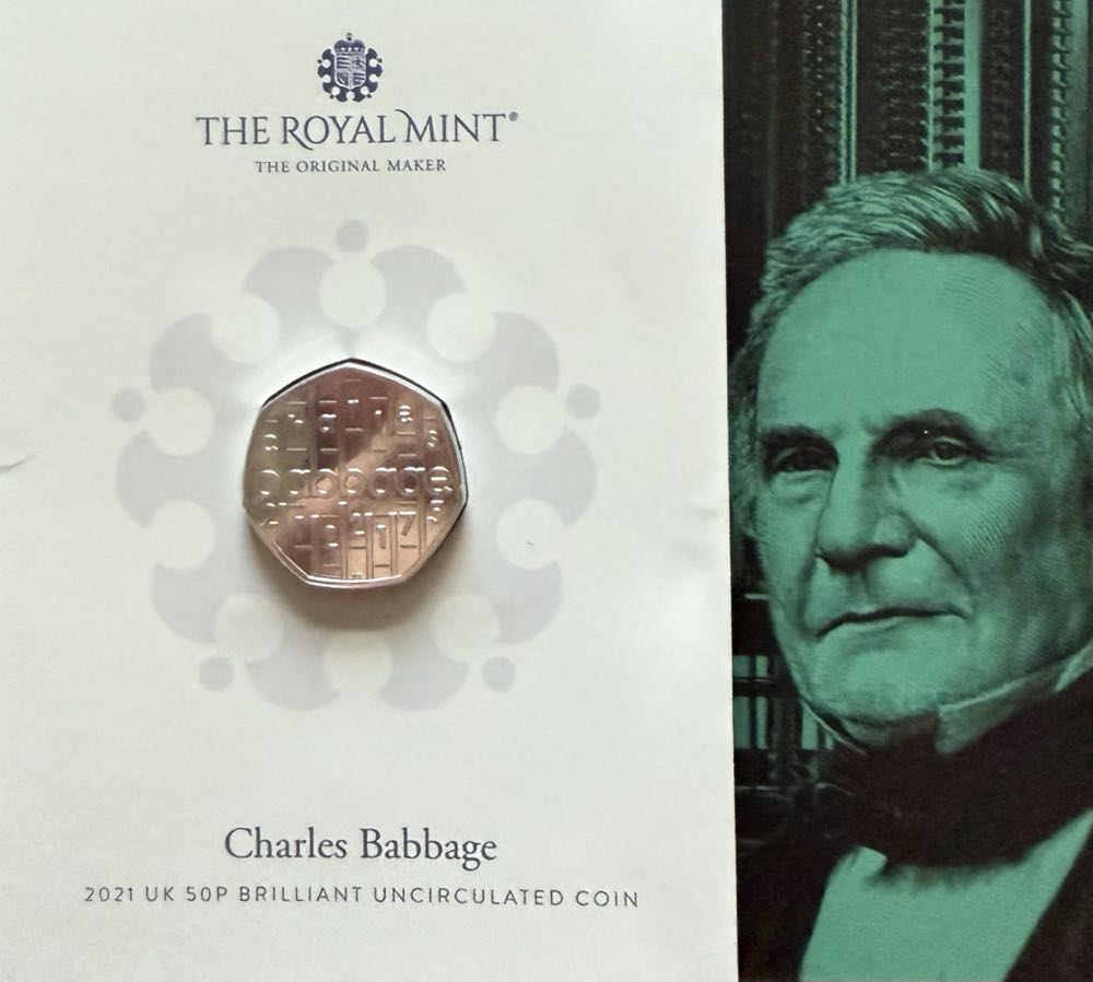 2021 Charles Babbage 50p  coin collectible - Main Image 3