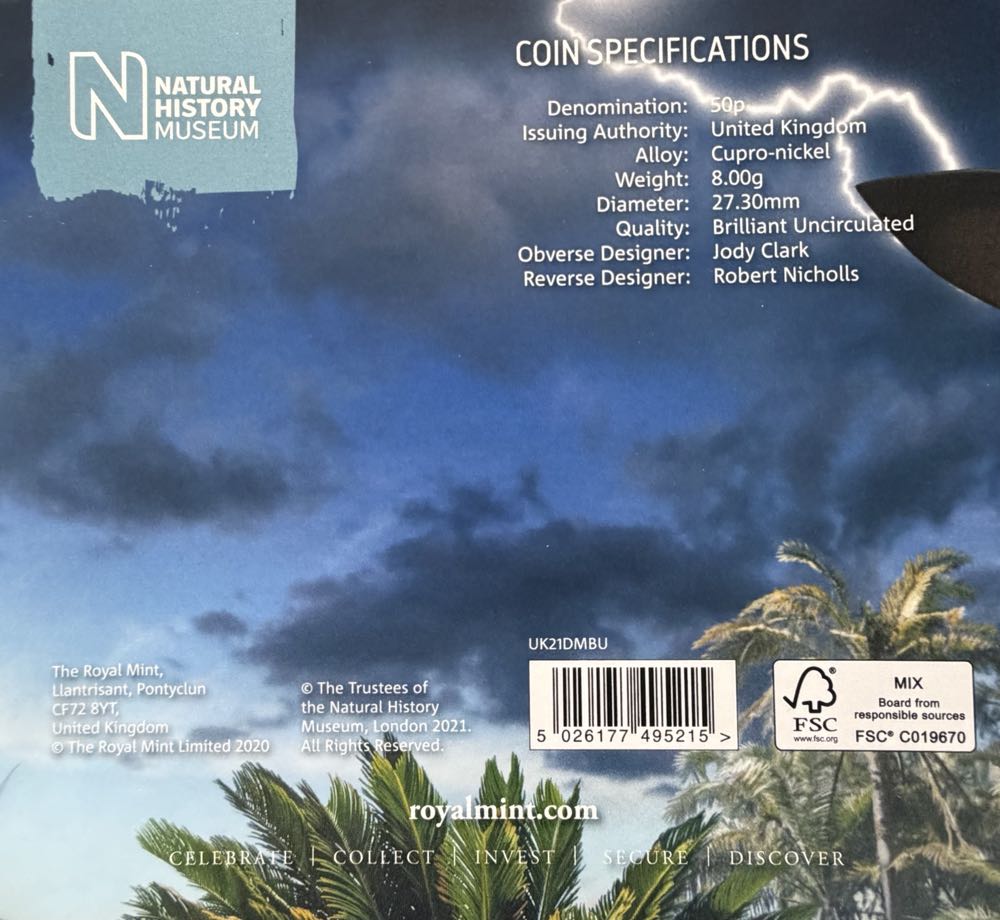 2021 Dimorphodon 50p (3)  coin collectible - Main Image 4