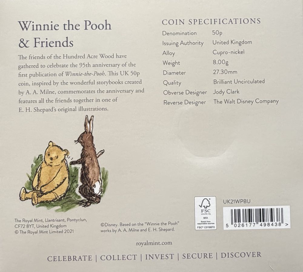 2021 Winnie The Pooh & Friends 50p (2)  coin collectible - Main Image 4