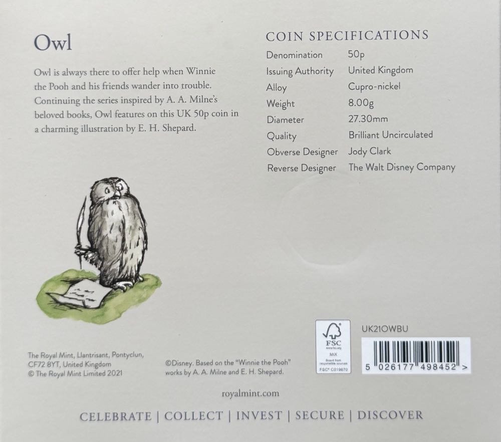 2021 Owl 50p (2)  coin collectible - Main Image 4
