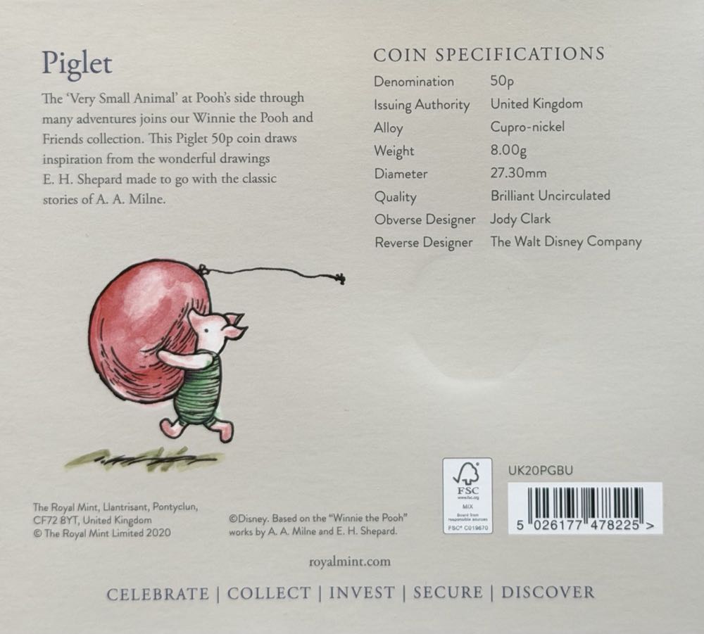 2020 Piglet 50p (2)  coin collectible - Main Image 4