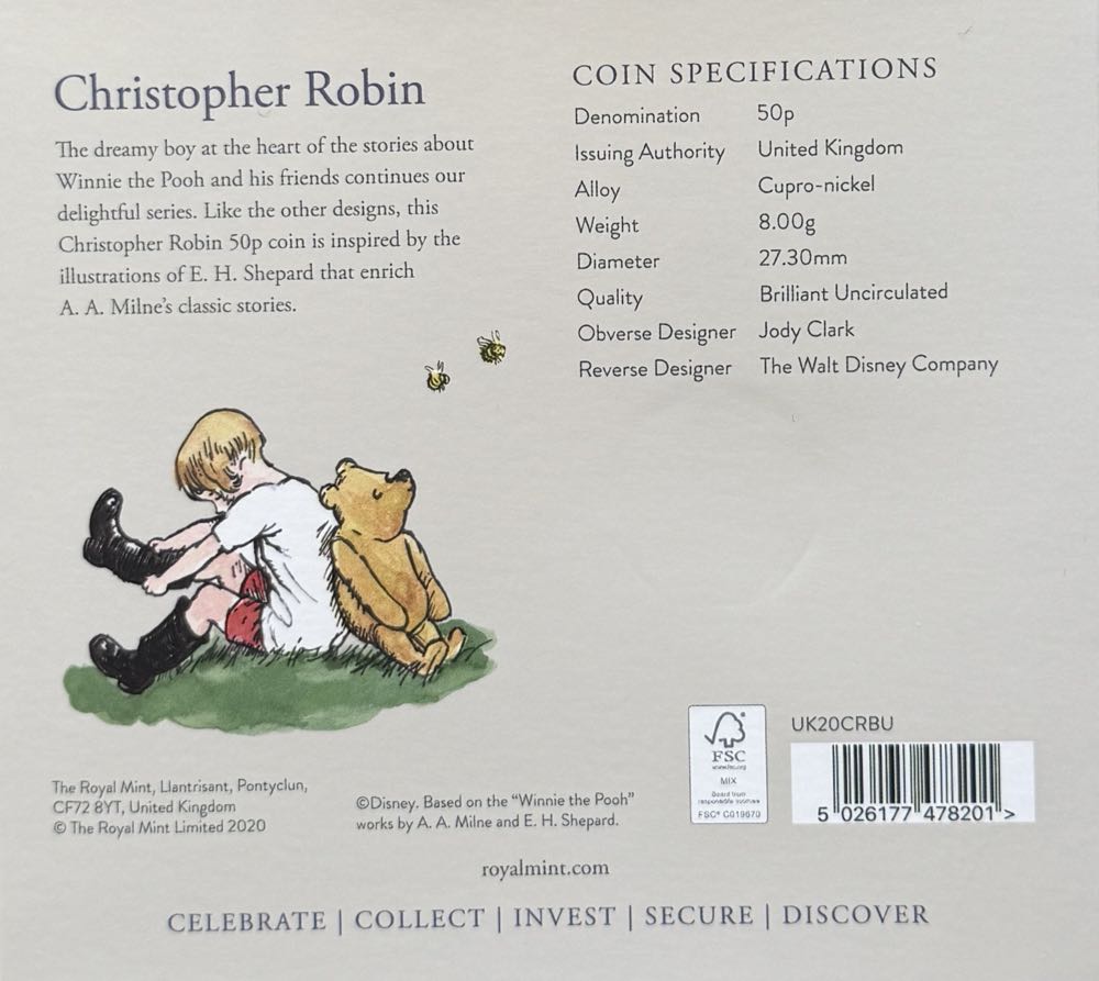 2020 Christopher Robin 50p (2)  coin collectible - Main Image 4
