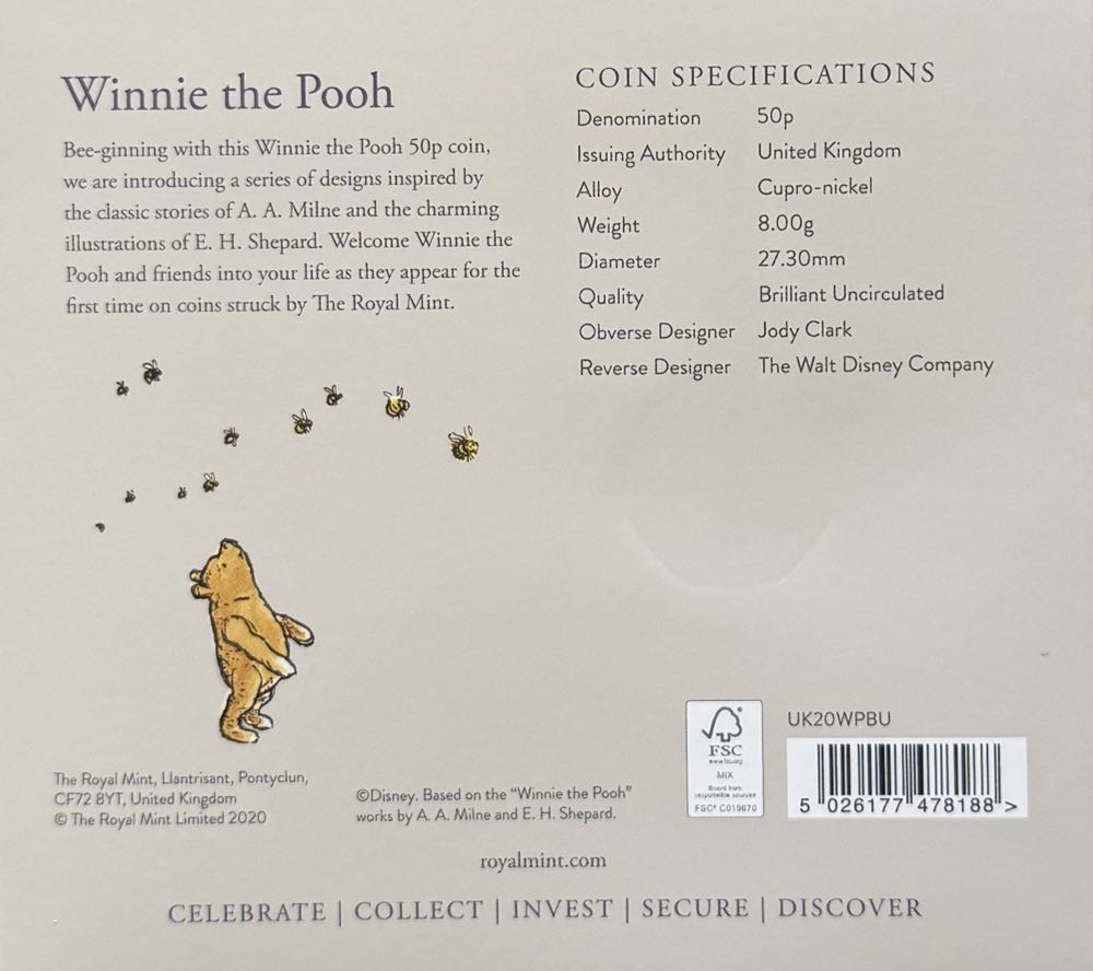 2020 Winnie The Pooh 50p (2)  coin collectible - Main Image 4