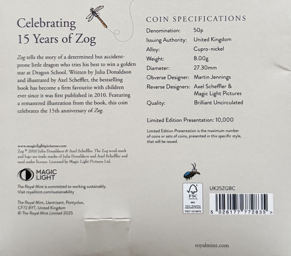2025 Zog 50p  coin collectible - Main Image 4