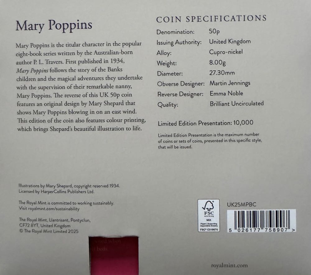 2025 Mary Poppins 50p  coin collectible - Main Image 4