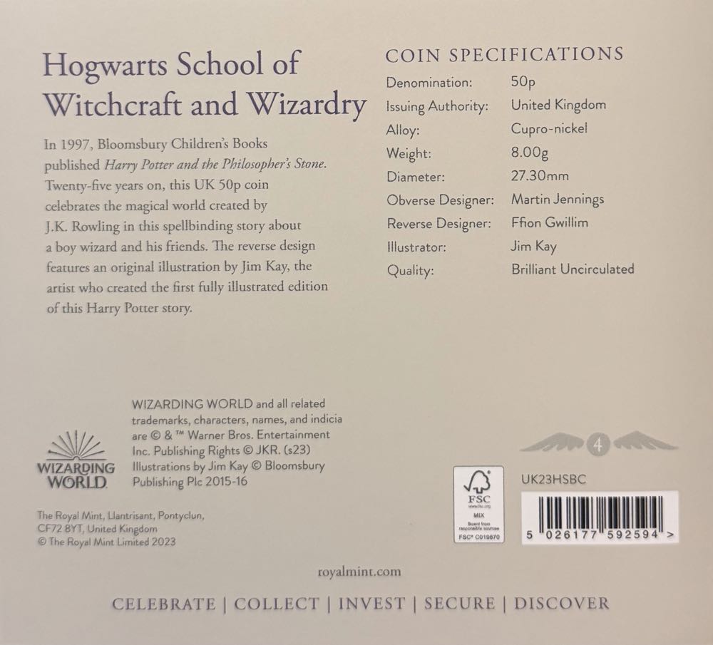 2023 Hogwarts Colour 50p  coin collectible - Main Image 4