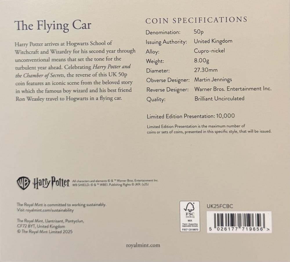 2025 The Flying Car Colour 50p  coin collectible - Main Image 4