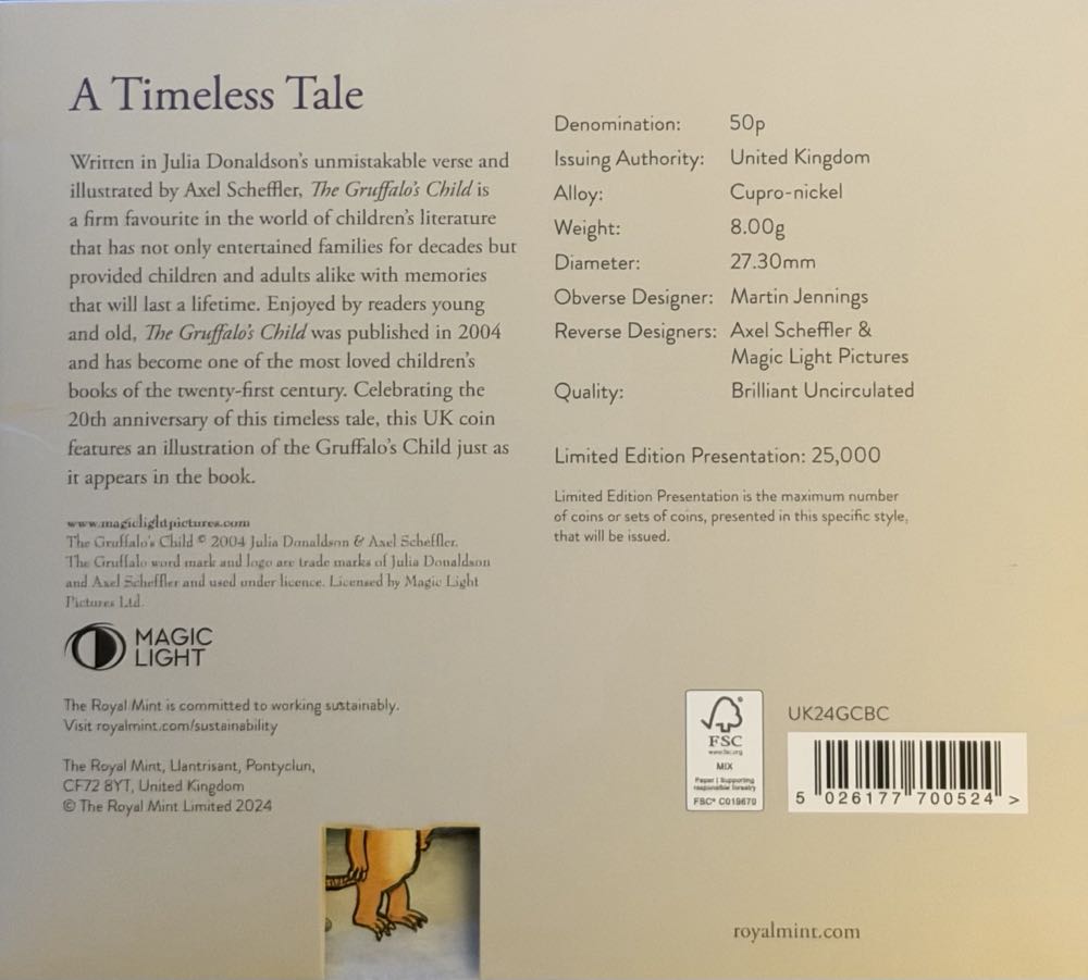 2024 The Gruffalo’s Child Colour 50p  coin collectible - Main Image 4