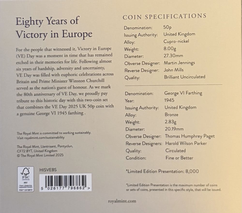 1945 George VI Farthing (5)  coin collectible - Main Image 4