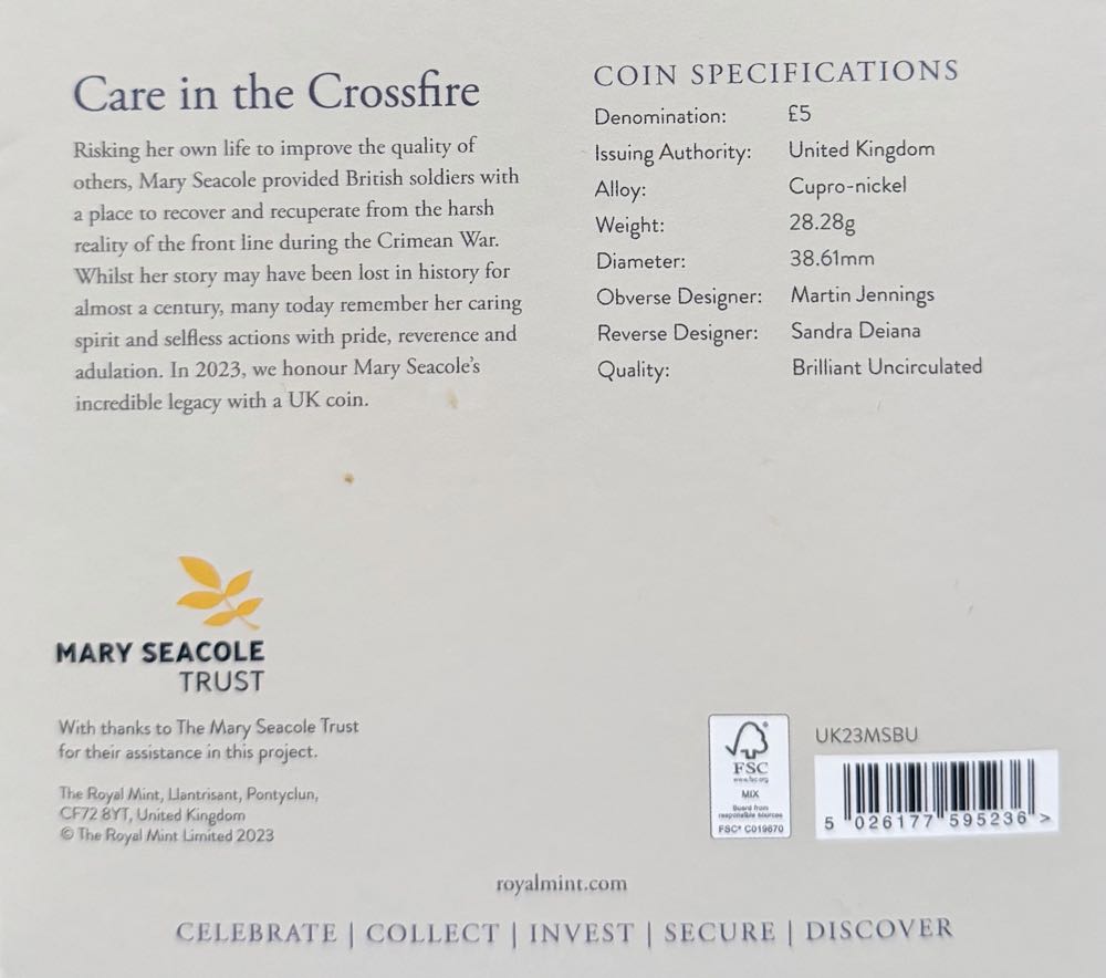 2023 Mary Seacole £5 (2)  coin collectible - Main Image 4