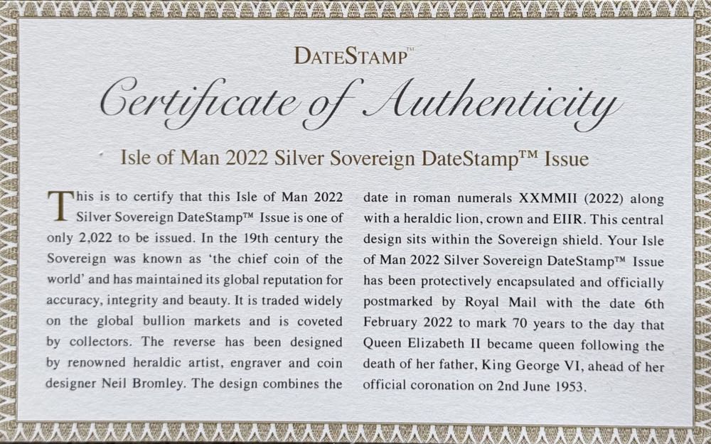 2022 Silver Sovereign Datestamp  coin collectible - Main Image 4
