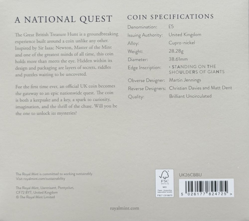 2026 The Penny Drops £5  coin collectible - Main Image 4