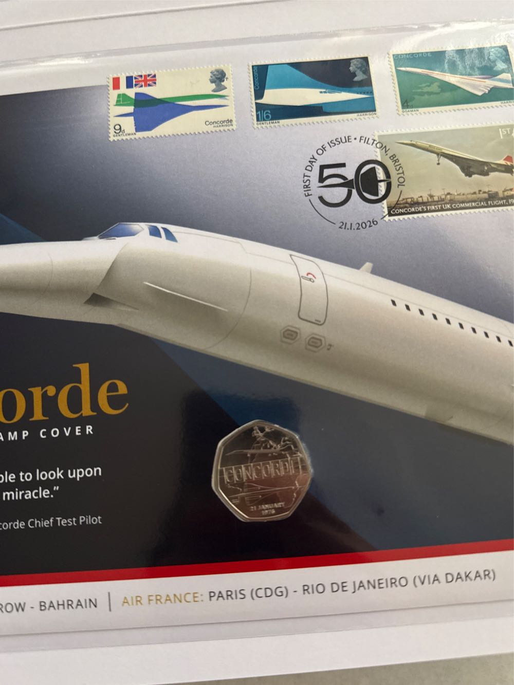 Concorde 50th Anniversary Coin and Stamp Cover  coin collectible - Main Image 2