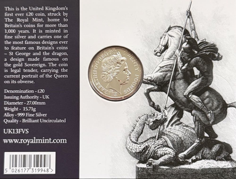 2013 George And The Dragon £20  coin collectible - Main Image 4