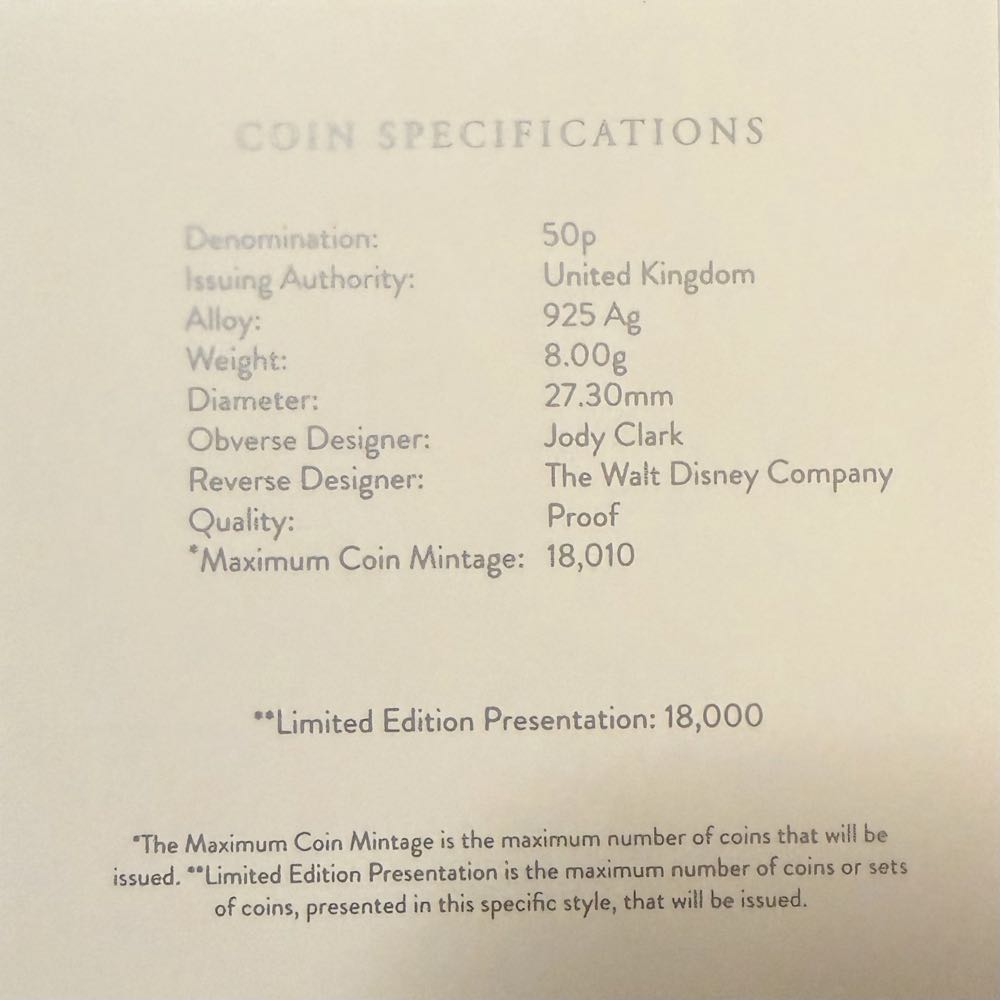 2020 Winnie The Pooh Silver 50p  coin collectible - Main Image 4