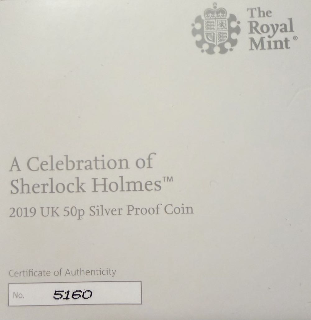 2019 Sherlock Holmes Silver 50p  coin collectible - Main Image 3