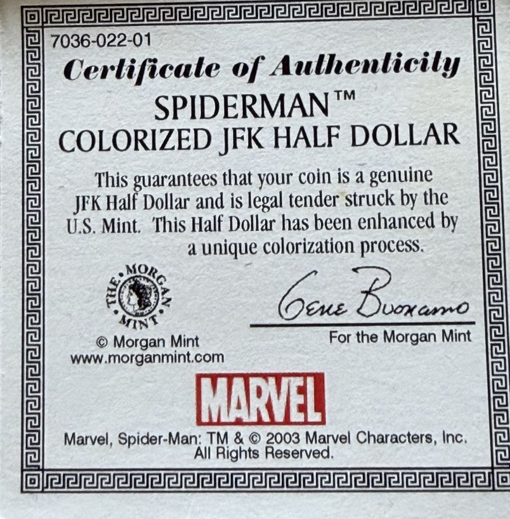 2003 Spiderman JFK Half Dollar  coin collectible - Main Image 3