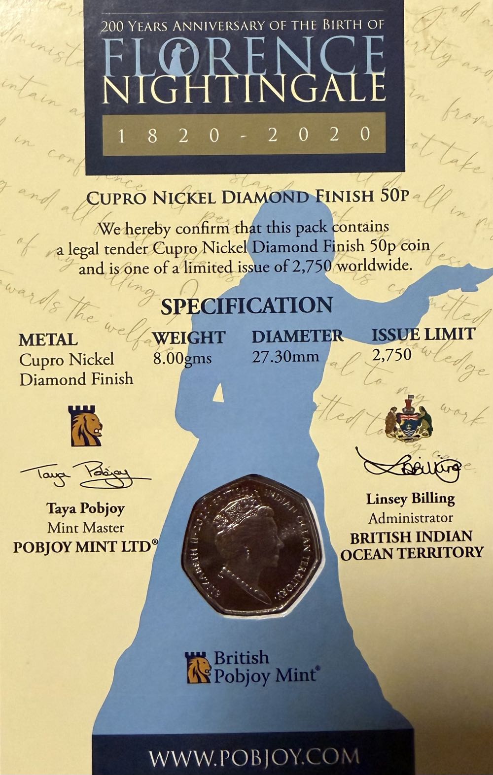 2020 Florence Nightingale 50p  coin collectible - Main Image 4