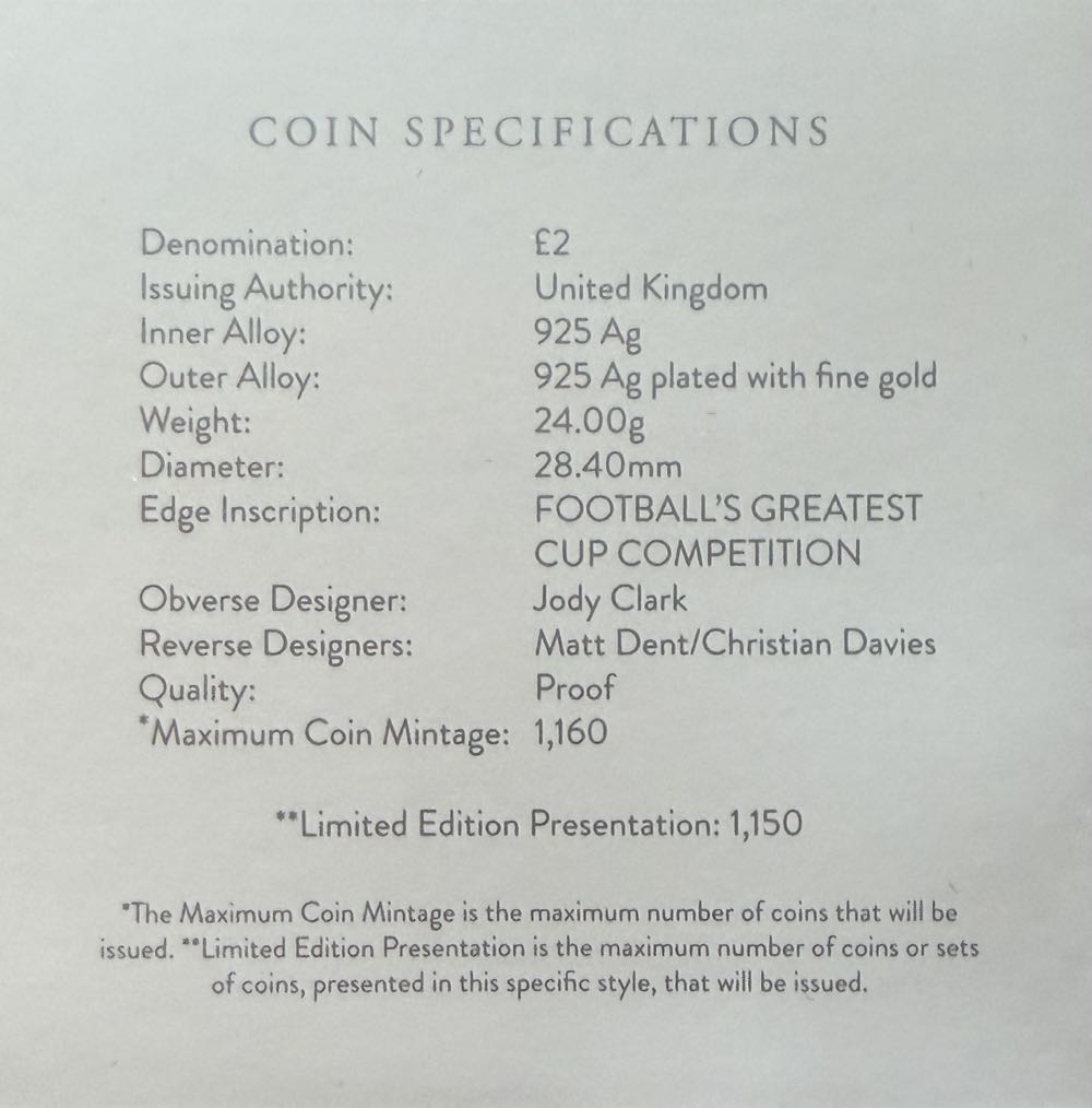 2022 FA Cup 150th Anniversary £2  coin collectible - Main Image 4